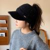 New Winter Plush Ear Protecting Peaked Cap for Women Korean Style Versatile Empty Top Ponytail Warm Baseball Hat