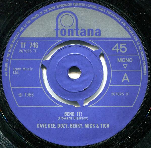 7-дюймовая пластинка DAVE DEE, DOZY, BEAKY, MICK & TICH - Bend It! TF746 Fontana 1966 Великобритания Рок Б/У