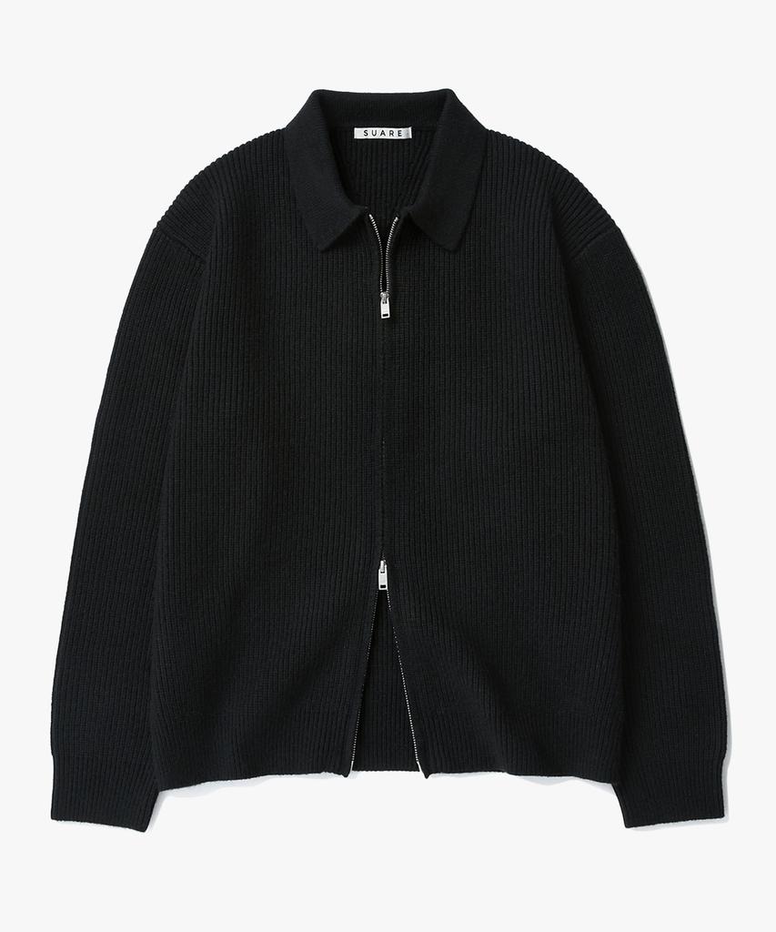 SUARE Hacci Collar Two-Way Zip-Up Knit - 7 Colors