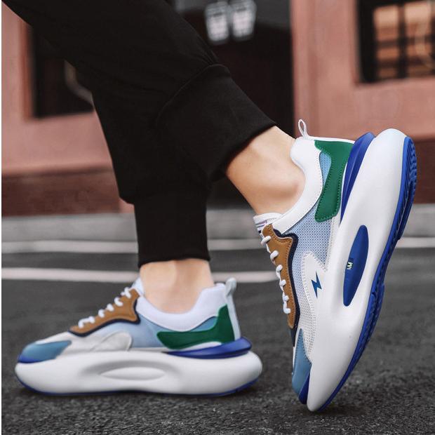 Спортивная обувь для мужчин. Новинка 2023 года. Мужские дышащие кроссовки из тканого материала с низким верхом и толстой подошвой.