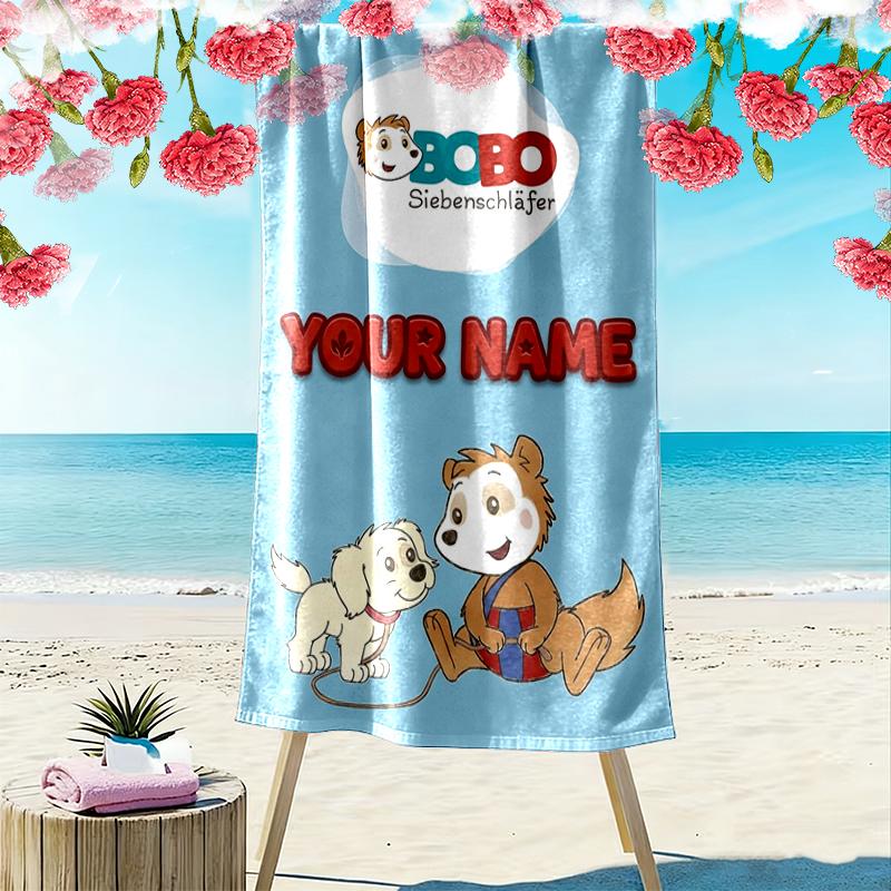 Custom Name Bobo Siebenschlfer Print Beach Towel, Large Soft Quick Dry Towel for Beach Camping Swimming