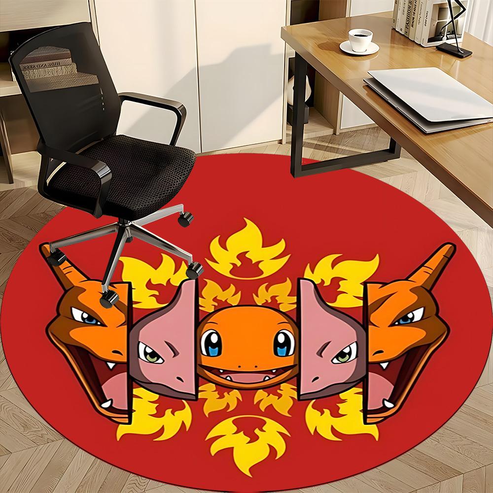 1pc Charmander Chair Carpet for Office Non-Slip, Soft & Comfortable, Carpet for Office, Gaming, Lightweight Round Floor Mat yy251021021
