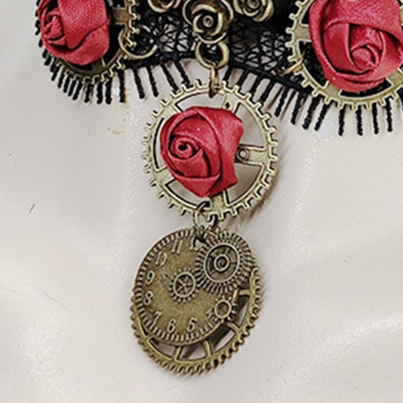 Черный кружевной чокер Готический ожерелье-чокер для Хэллоуина Формальное свидание Наряд в готическом панк-стиле Темный ошейник