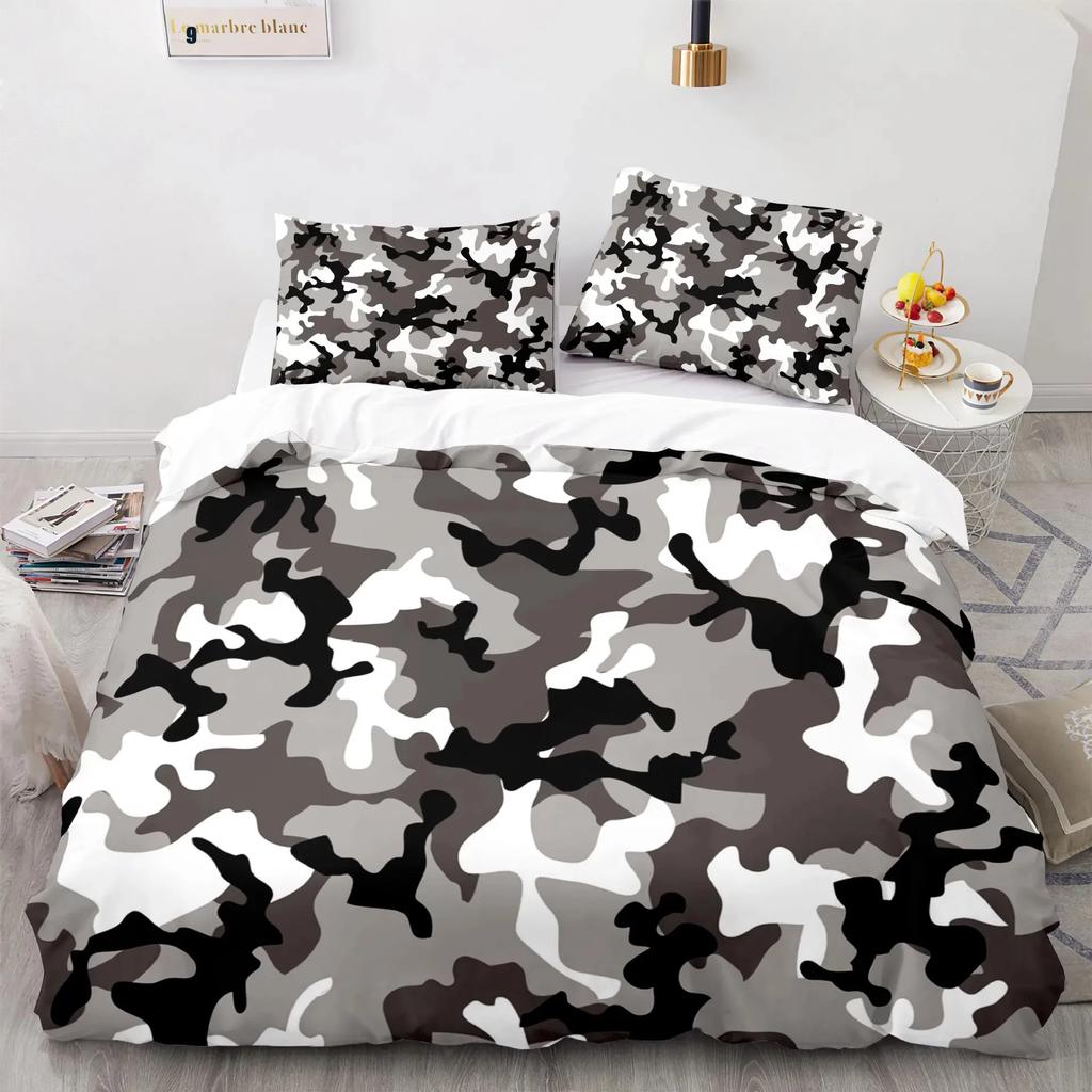 Camouflage 3D Comfortable Duvet Quilt Cover Pillowcase Bedding Set Children Bedroom Decoration Home Textile