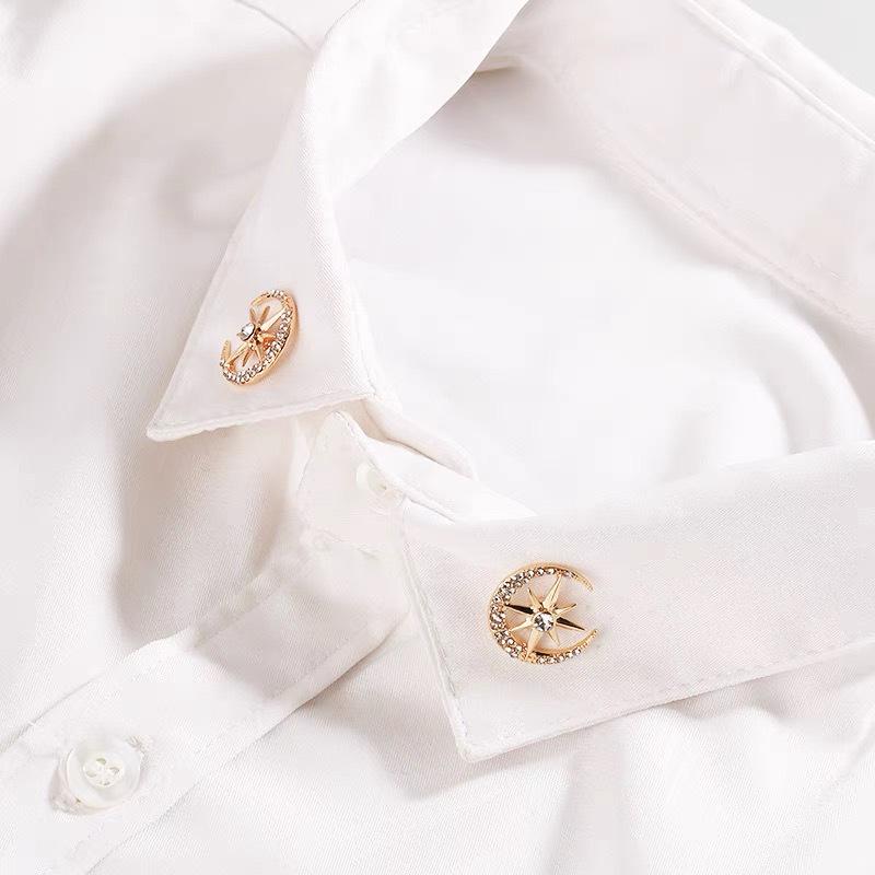 Изготовленная на заказ брошь-булавка «Звезда и Луна» для воротника мужского костюма