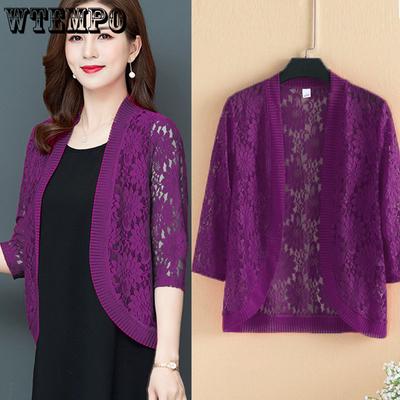 Женский кардиган больших размеров, летнее тонкое пальто с коротким рукавом, элегантное кружевное сетчатое болеро, вязанное крючком, верхняя одежда