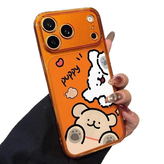 Милый щенок в стиле line для Apple 16/17Pro Большой чехол для Windows Phone IP15 Матовый 14 Мультяшный 13 Мягкий 12