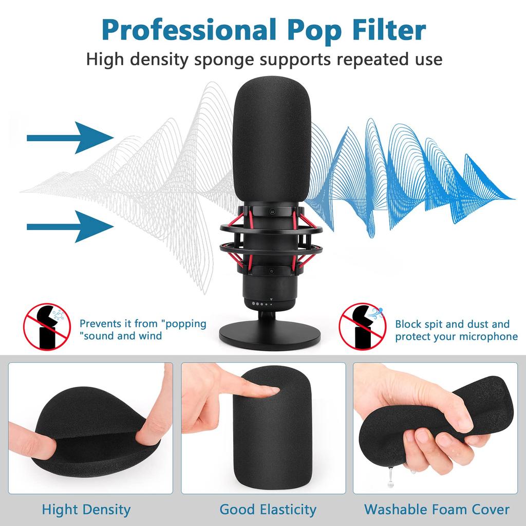 Pop Filter for Hyperx Microphone Foam Cover Furry Wind Hyperx Microphone Pop Filter Windscreen Cover for Combo Qu&s, + Muff, Qu&s Indoor/Outdoor Use,