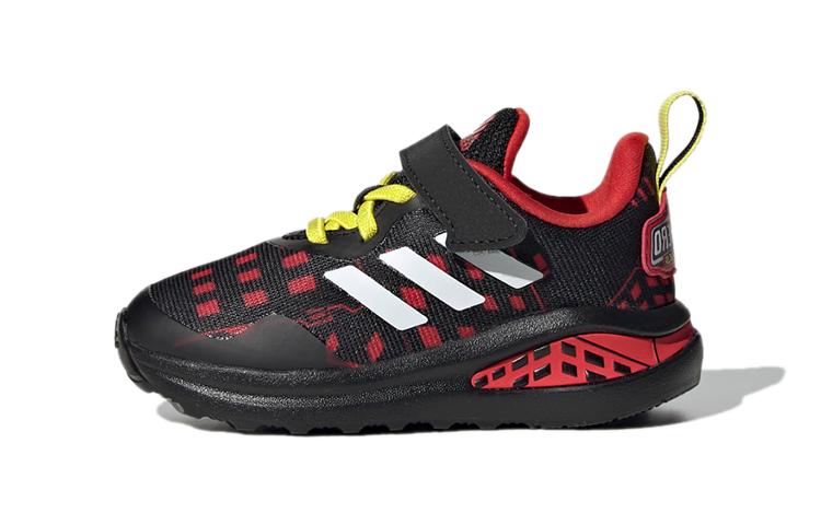 MARVEL x Adidas Adventures Fortarun Устойчивые к истиранию Низкие Спортивные Повседневные Кроссовки Черный Красный Для Младенцев и Малышей H68114