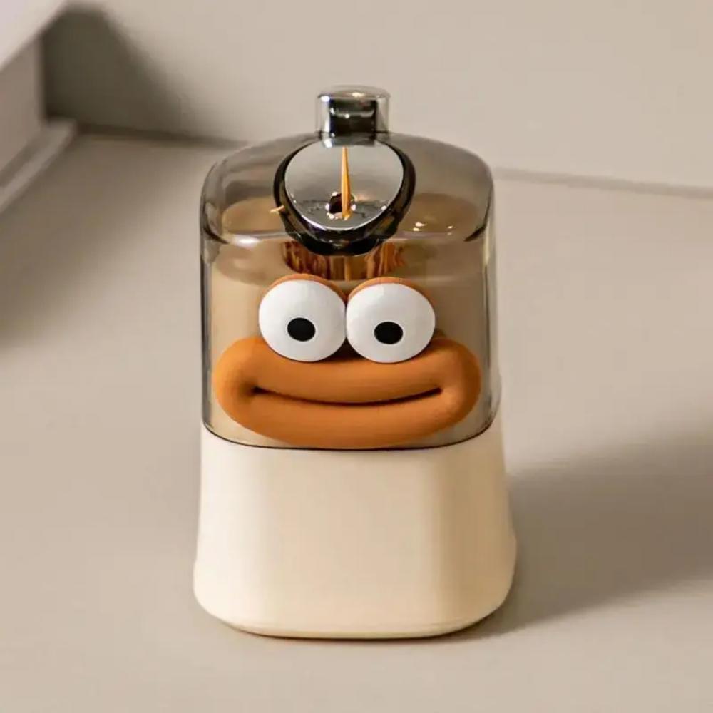 Cute Automatic Pop-up Toothpick Dispenser, Pop-up Automatic Cute Big Mouth and Big Eye Decorated Novel Toothpick Container for K