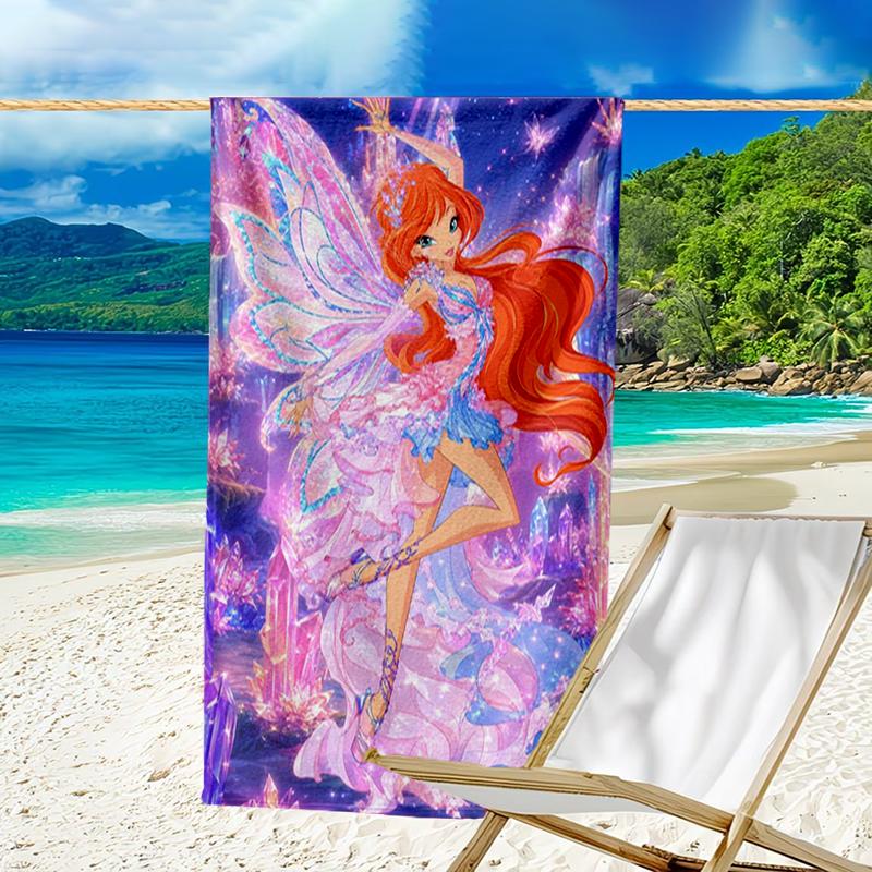 Ultra-Soft Beach Towel with Winx Club Theme,Ideal for Pool - Camping, Diving - Perfect Travel Essential, Vibrant Beach Towel.