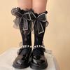 1 Pair Calf Socks Lace Hollow Breathable Japanese Style Bouncy Daily Wear Velvet Bow-knot Children's Socks Birthday Gift