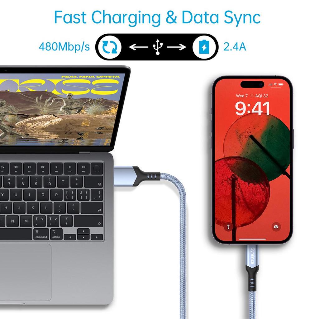 Сертифицированный MFi плетеный USB-кабель 1,8 м для быстрой зарядки телефона Apple 13