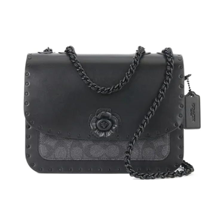 COACH Madison Leather Small Square Bag, Shoulder Bag, Crossbody Bag Medium Women's Black C3758-MWQV8