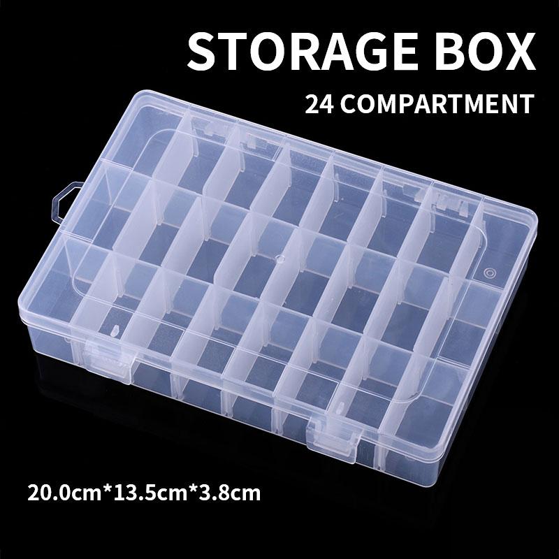 24 Compartment Fishing Tackle Box Fishing Bait Lure Hooks Box Bait Storage Case Organizer Sorting Box Fishing Accessories