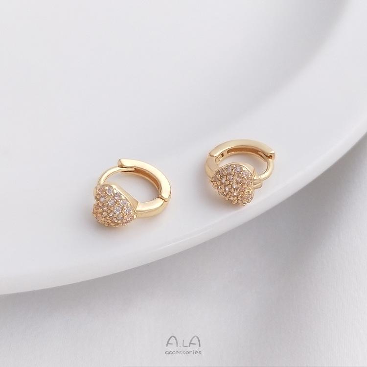 Каффы на уши из золота 14 карат с цирконием в виде ветви, звезды, сердца, банта - Модные серьги в стиле легкой роскоши