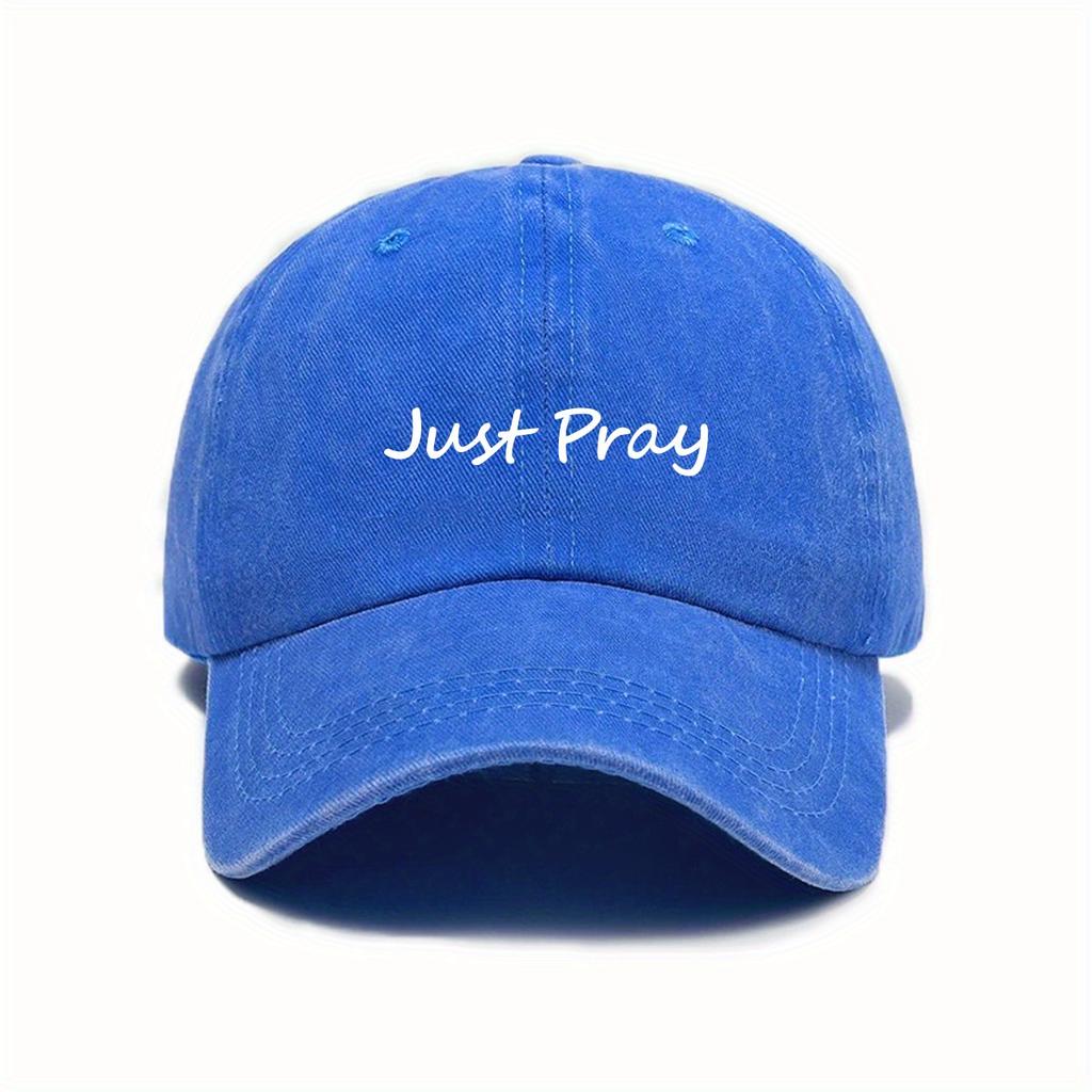 Модная бейсболка в городском стиле, ретро, с эффектом потертости, с принтом 'Just Pray', унисекс, регулируемая, защита от солнца, с козырьком