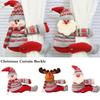 Christmas Curtain Buckle Home Decorations Santa Claus Sonwman Window Ornament Decor Supplies Accessories for Living Room