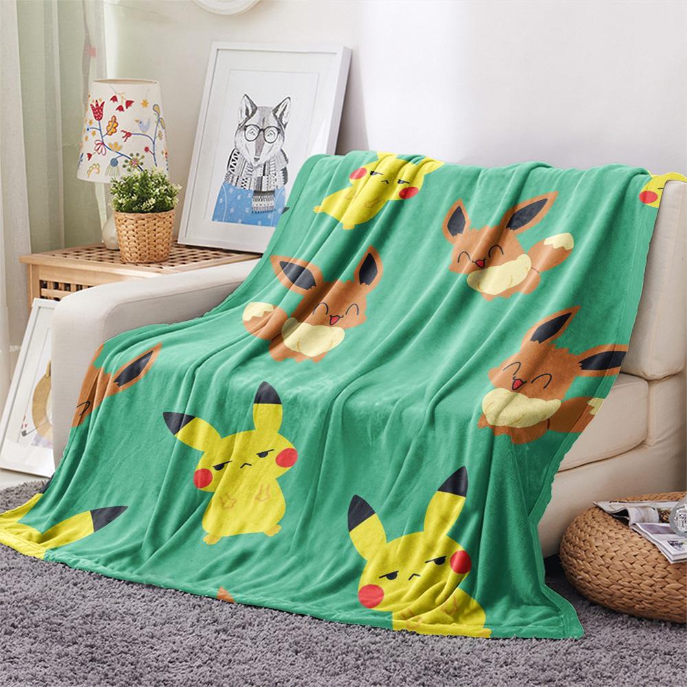 Pikachu Print Flannel Blanket, High quality Comfortable for All Seasons, Home Decor, Warmth and Comfort