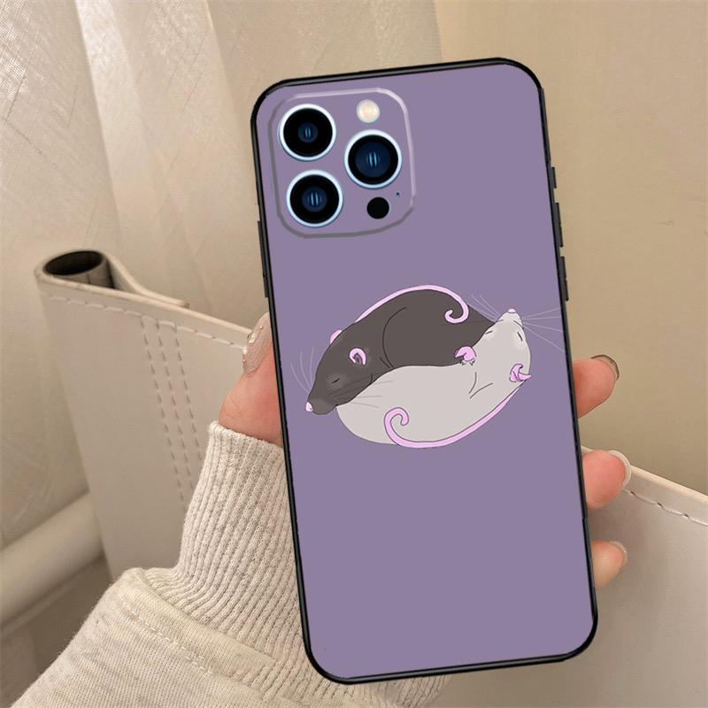 Милый Чехол для Телефона с Крысами Rattie Rats Для iPhone 16 15 14 13 11 12 17 Pro Max mini 15 16 Plus 16e 17 Air Cover Coque