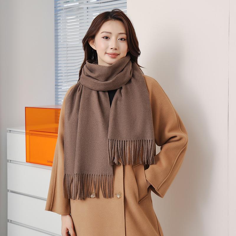 Red Scarf Women's Autumn and Winter High End New Couple Cashmere Wool Scarf Versatile Korean Version Red Scarf