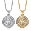 Новая hip-hop культура Западного побережья Титановая сталь Литье Вакуумное Золотое покрытие Биткоин Буква B Подвеска Ожерелье
