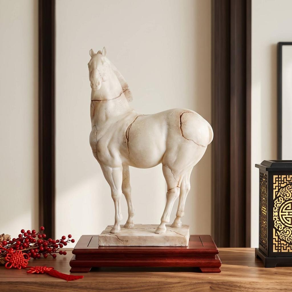 Horse Figurine with Base Tabletop Distressed for Office, Entryway