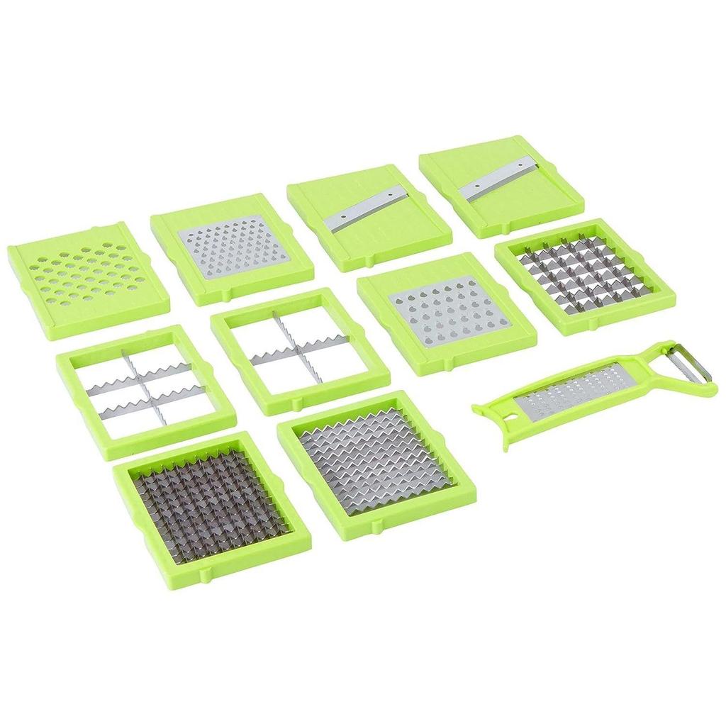 11-in-1 Stainless Steel Multipurpose Vegetable and Fruit Chopper, Green