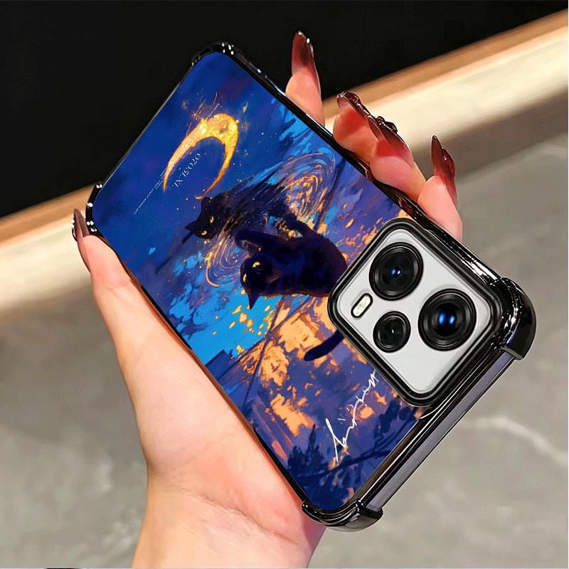 Ночная Луна Кошка Мечтательное Искусство Мягкий Чехол Для Телефона Для Xiaomi Poco X7 X8 Pro Max X6 X5 X3 F8 Ultra F7 M8 M7 M5S Redmi 15C 15A 15 14C 13C