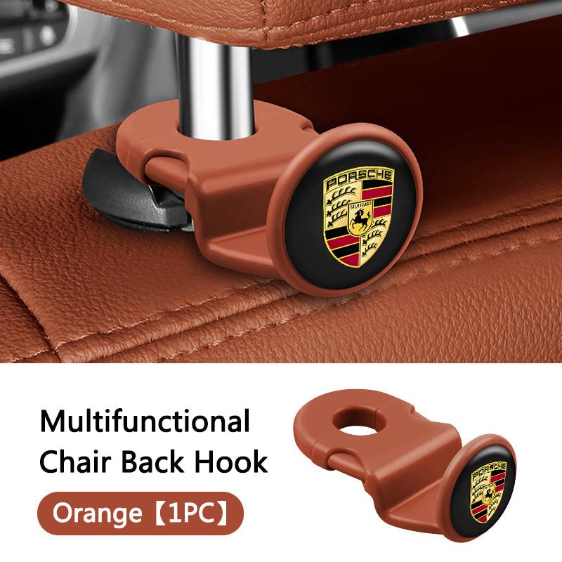 ABKE1 2pcs Universal Auto Seat Headrest Hook Storage Hidden For Porsche Cayenne Panamera Macan 911 718 Taycan Cayman Car Keyring
