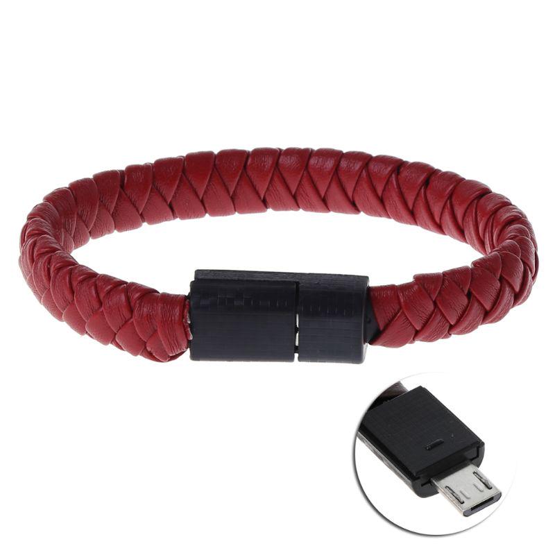 Кабель для передачи данных, браслет для быстрой зарядки, USB-зарядное устройство, кожаное портативное устройство для Android iPhone Type-C