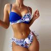 Women's Fashionable Printed Contrasting Color Sexy Split Bikini Swimsuit