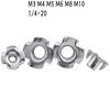 M3,M4,M5,M6,M8,M10 Four Pronged T Nuts Captive Blind Inserts for Wood Furniture