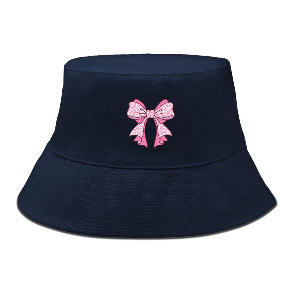 Bucket Hat With Bowknot Pattern Print , Sun Cap Trendy Summer Candy Color Beach Hat