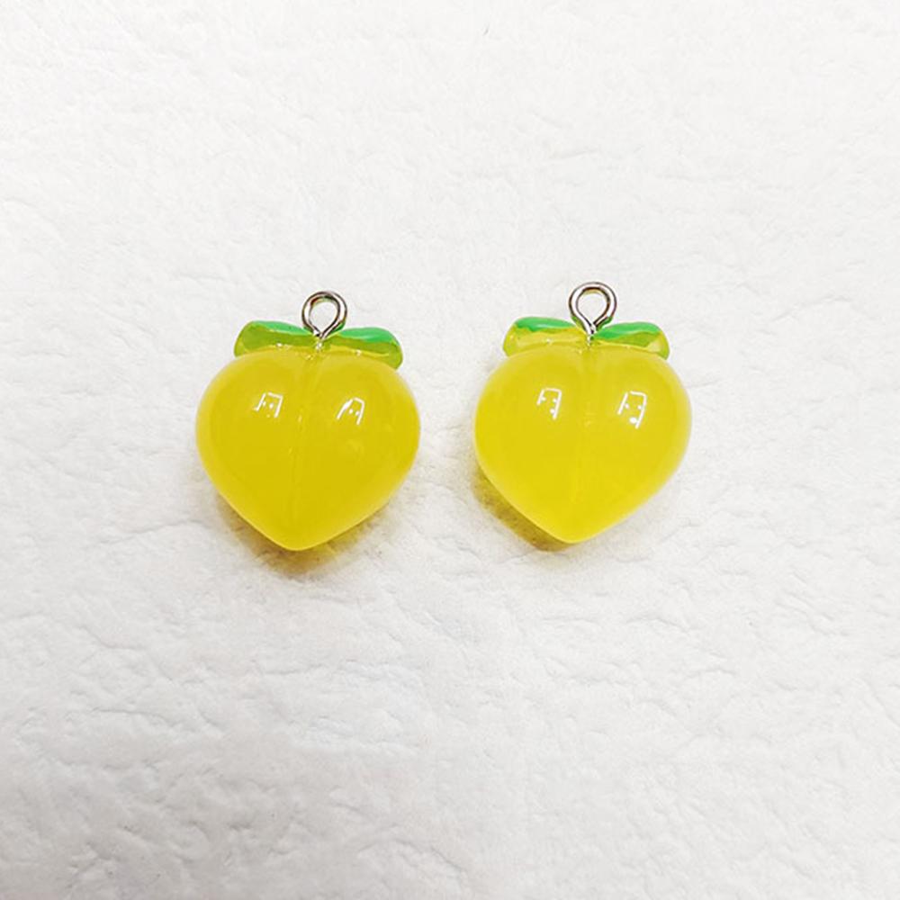 10pcs 3D Peach Flat Resin Charms Pendant Transparent Fruit Pendants Jewelry Making Accessories