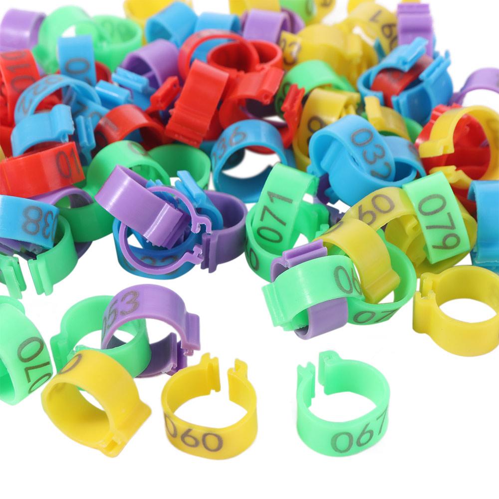 100 шт. Портативные пластиковые кольца для ног птицы 16/20 мм с номером, буквой, 5 цветов