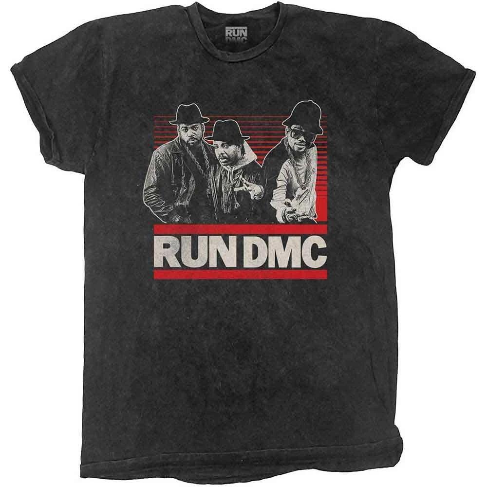 Run DMC 'Gradient Bars' Black Dip Dye T shirt - NEW