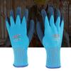 Пара синих водонепроницаемых термоизолированных рабочих перчаток с термолатексным покрытием.