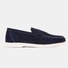 Men's Suede Leather Moccasins with White Sole and White Stitching