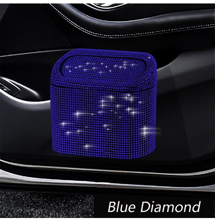 Luxury Diamond Car Trash Can Rear Seat Hanging Trash Can Storage Box Storage Box Bling Diamond Car Trash Can With Lid