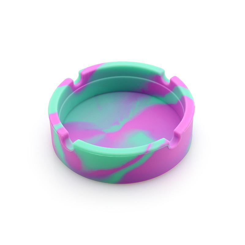 1pc, Portable Silicone Ashtray - Durable, Heat-Resistant & Easy-Clean, Luminous Tie-Dye Design for Home, Car, and Travel Use