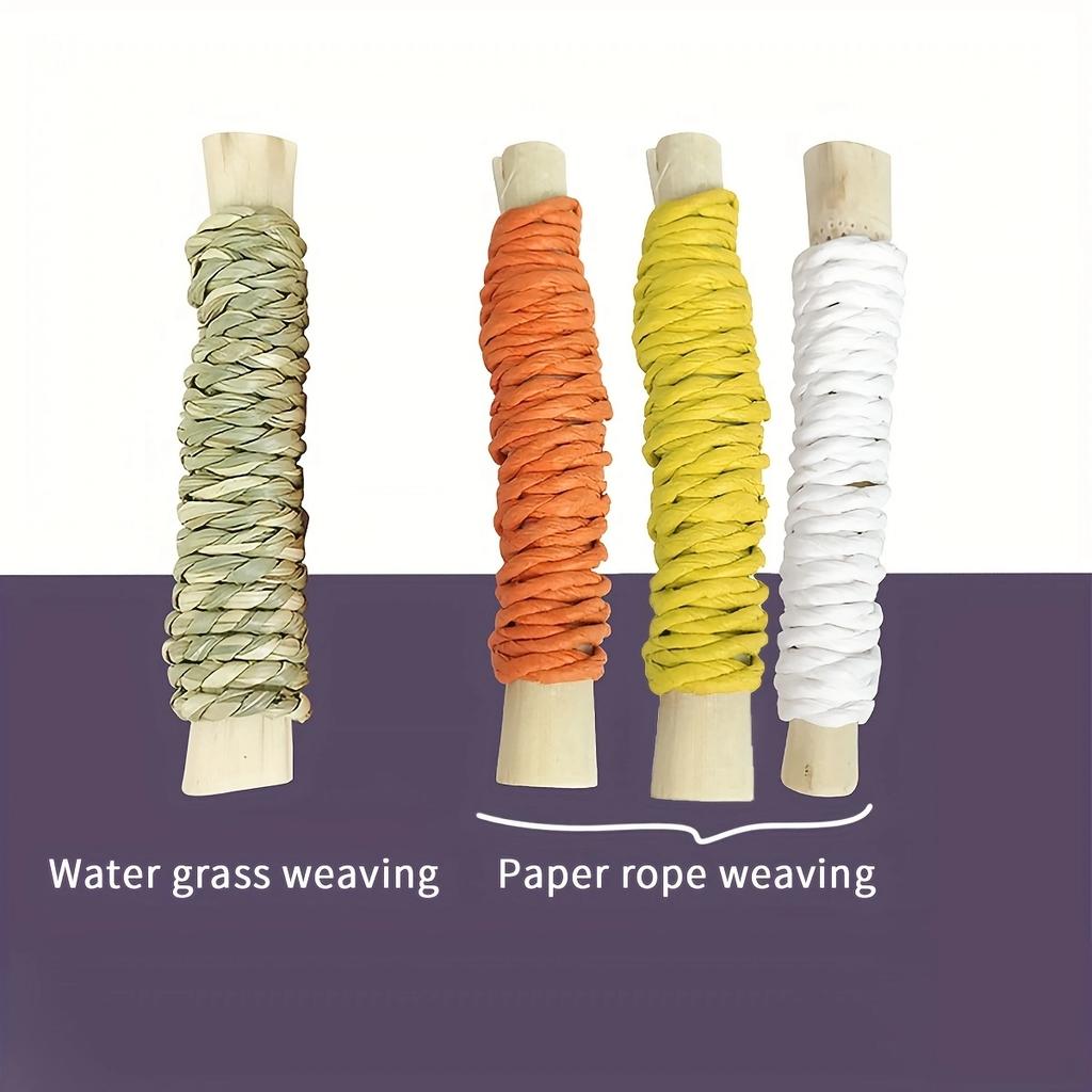 4pcs Rabbit Chew Toys, Natural Sweet Bamboo Sticks for Pets, Wood Chew Toy for Guinea Pigs, Chinchillas