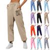 Женские зимние спортивные штаны, однотонные повседневные брюки, женские флисовые спортивные штаны, широкие прямые брюки
