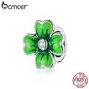 BAMOER 925 Sterling Silver Lucky Four-clover Charm Beads for Original 3mm Bracelets & Necklaces DIY Jewelry