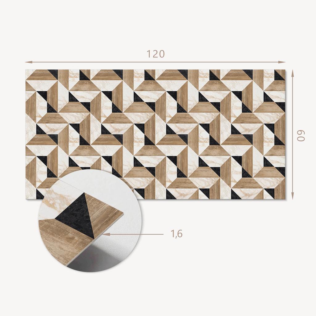 Decorative Self-Adhesive Vinyl Wall Panel 120x60 cm Geometric Triangle Pattern