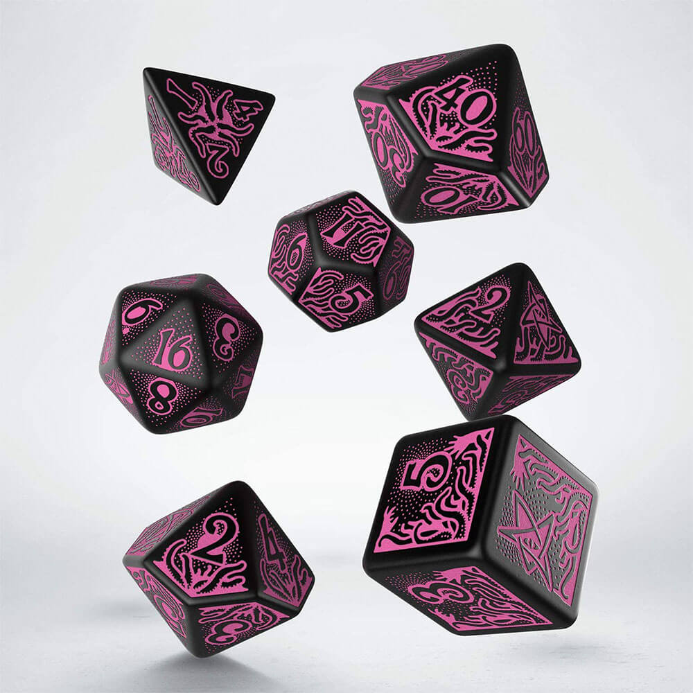 Q Workshop Call of Cthulhu Dice Set of 7 (Black & Magenta)