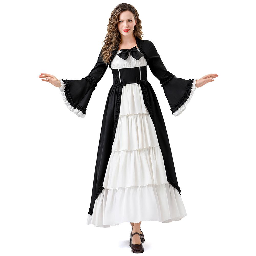 Cosplay Halloween Vintage Medieval Dress European Renaissance Multicolor Court Dress