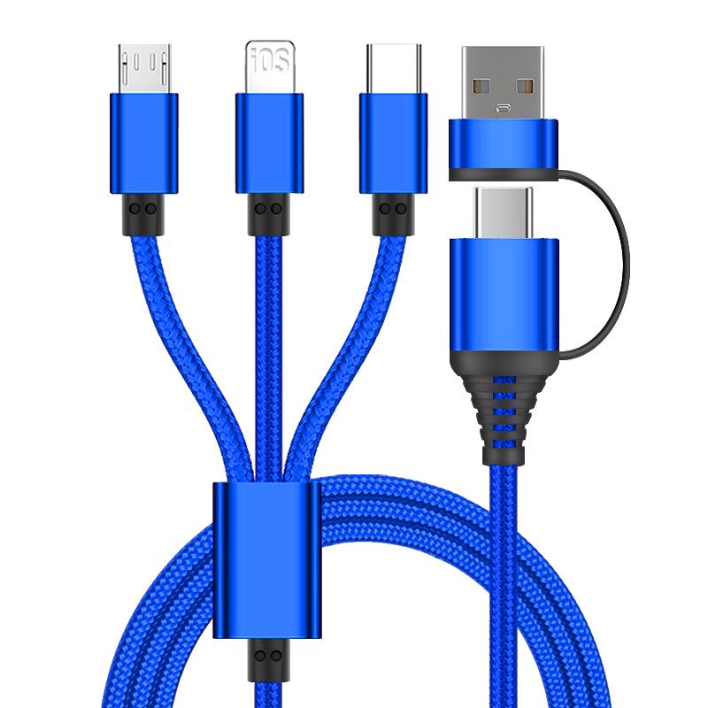 Быстрый зарядный кабель 3-в-1 A+C: Совместимо с устройствами Apple, Huawei и Type-C
