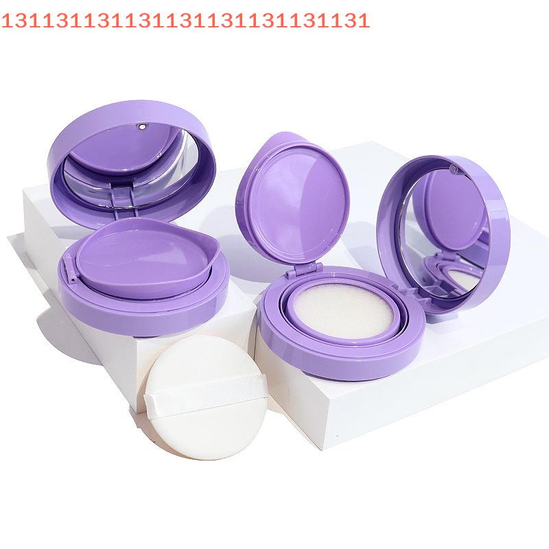 BB Cream Container Sponge Makeup Case - Beauty Cosmetic Use Purple Air Cushion Foundation DIY Kit with Empty Puff Mirror