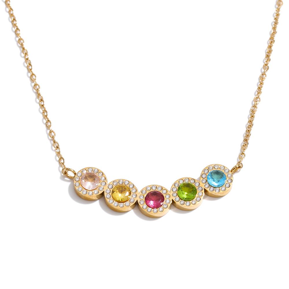 Eetit Разноцветное колье-подвеска с кубическим цирконием Высококачественная нержавеющая сталь Изящные подарочные украшения Водонепроницаемые для женщин